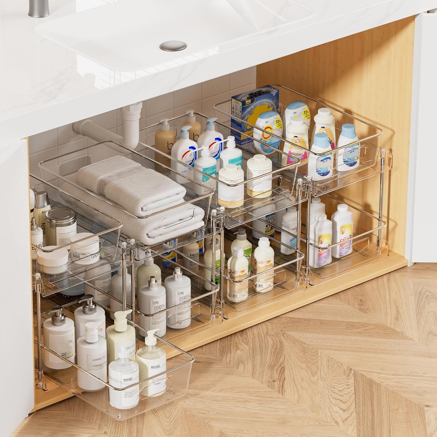 LOAS 2-Tier Sliding Cabinet Organizer | Minimalist Under-Sink & Countertop Storage