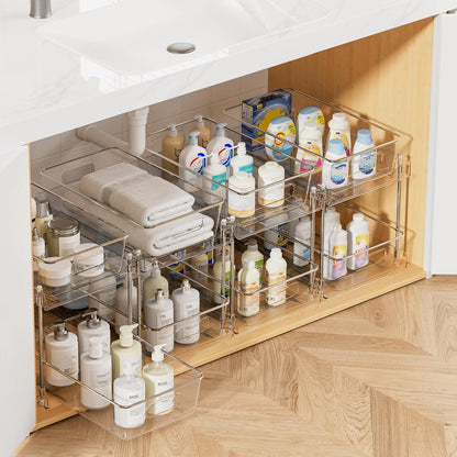 LOAS 2-Tier Sliding Cabinet Organizer | Minimalist Under-Sink & Countertop Storage