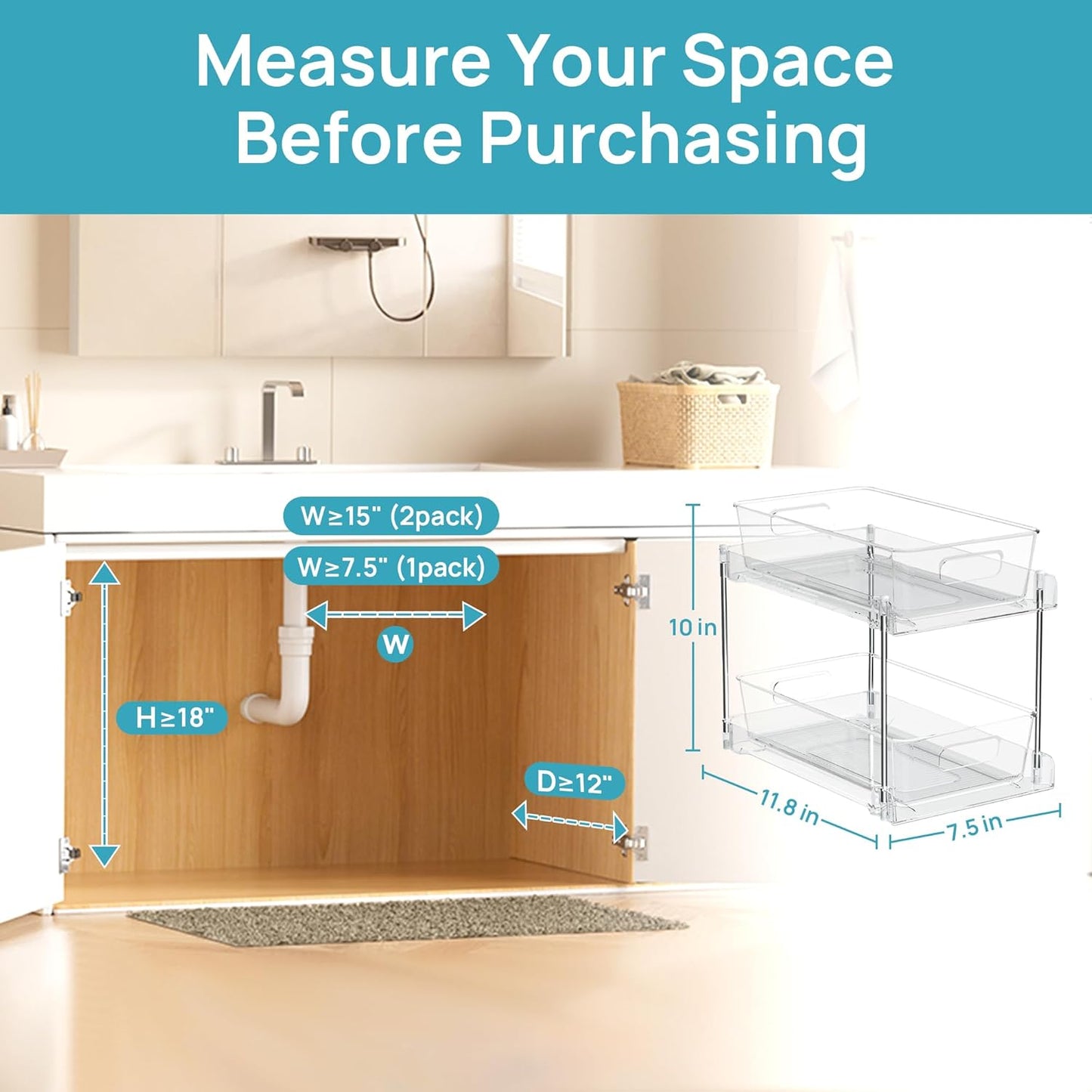 LOAS 2-Tier Sliding Cabinet Organizer | Minimalist Under-Sink & Countertop Storage