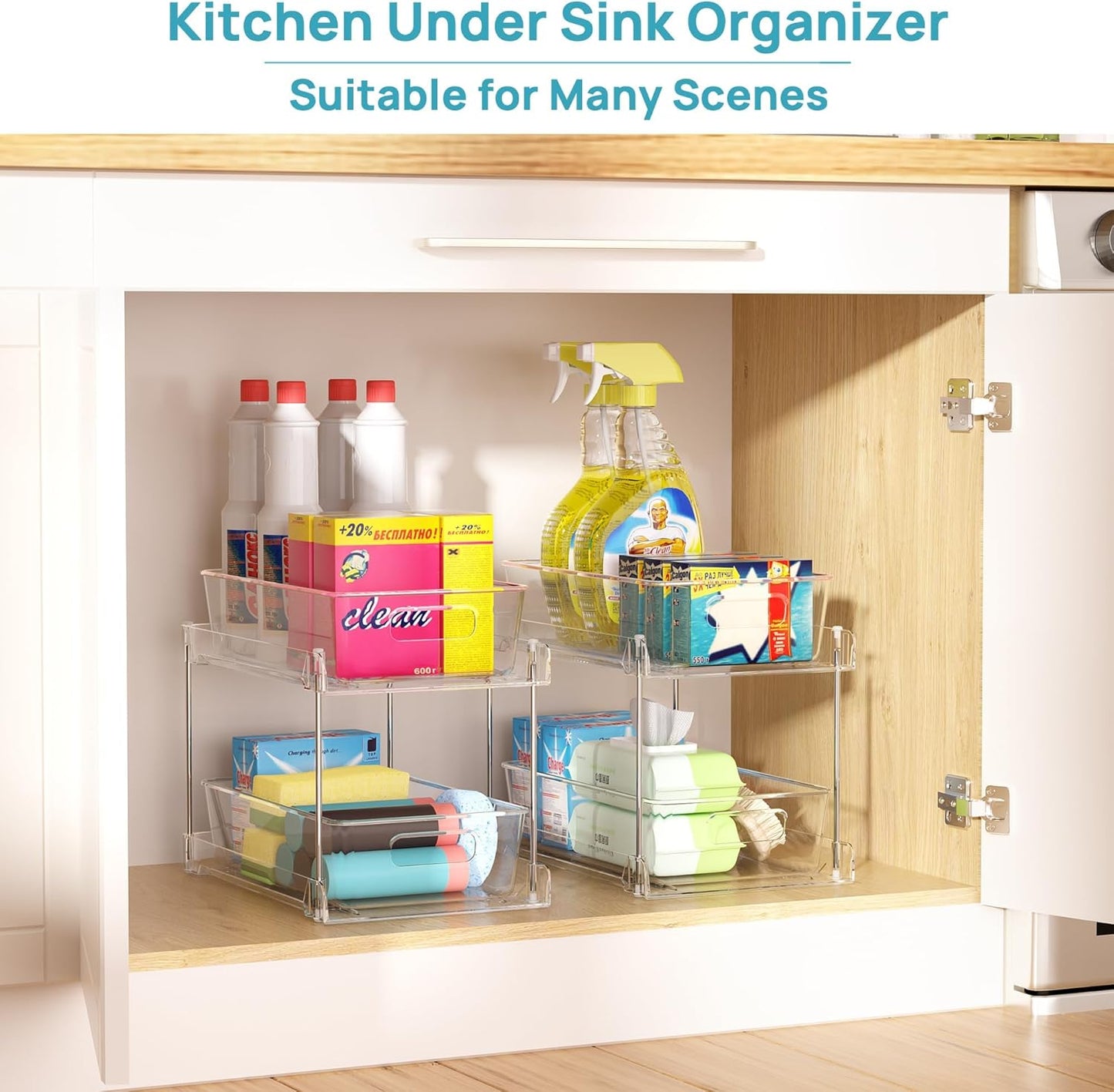 LOAS 2-Tier Sliding Cabinet Organizer | Minimalist Under-Sink & Countertop Storage