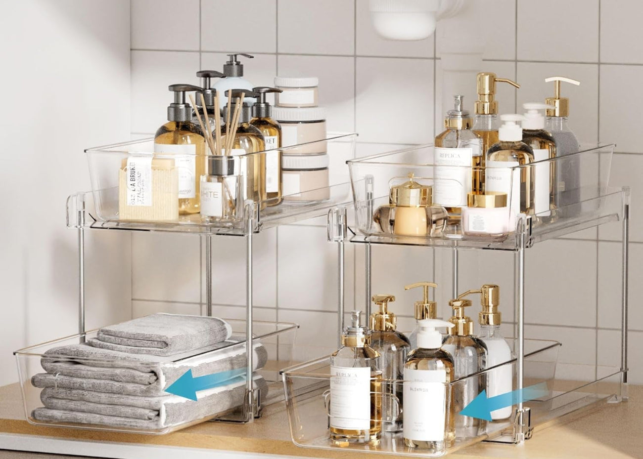 LOAS 2-Tier Sliding Cabinet Organizer | Minimalist Under-Sink & Countertop Storage