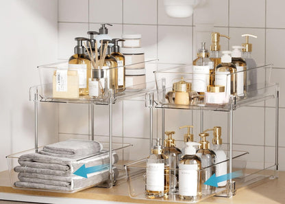 LOAS 2-Tier Sliding Cabinet Organizer | Minimalist Under-Sink & Countertop Storage